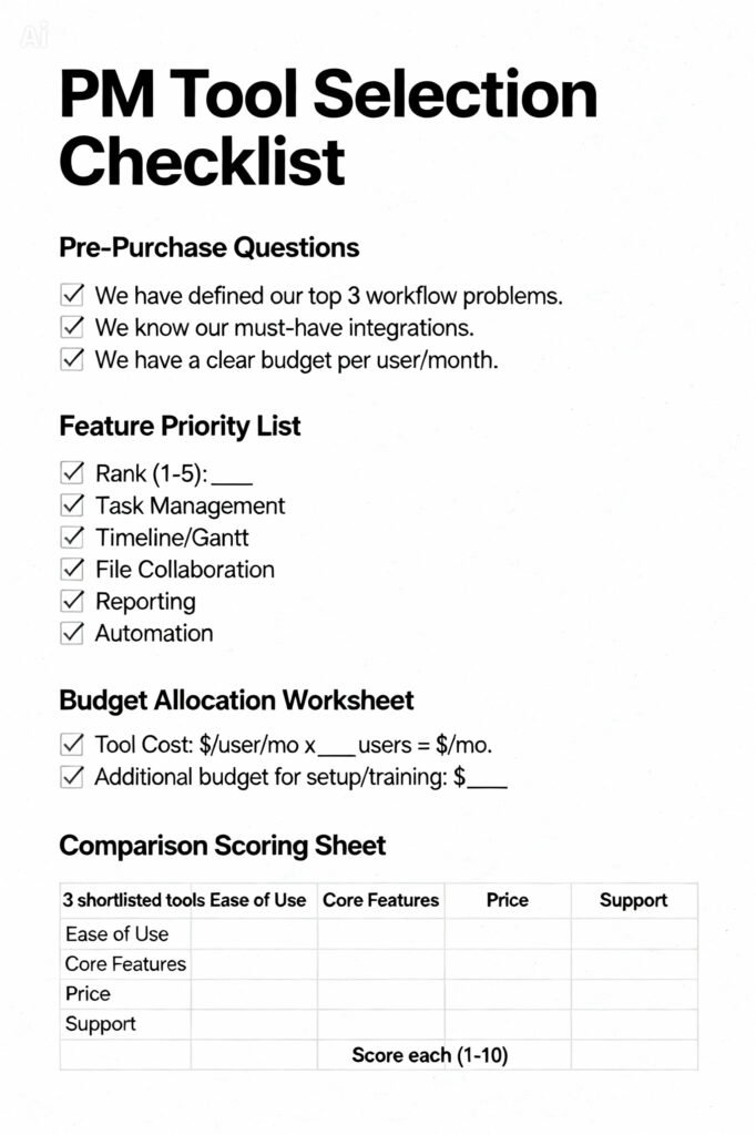 PM-tools-selection checklist